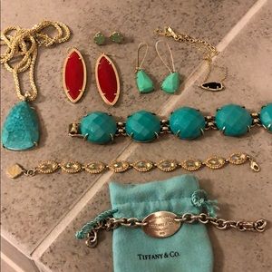 Kendra Scott jewelry and Tiffany’s & Co. bracelet